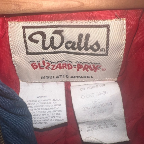 VINTAGE WALLS Blizard Pruf Men's Blue Coveralls Red Lining Size 34-36 - Picture 2 of 12